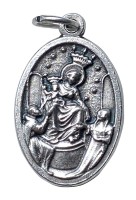 Metalowy medalik: Matka Boża Pompejańska i bł. Bartolo Longo