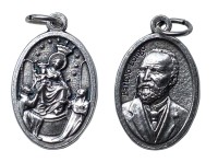 Metalowy medalik: Matka Boża Pompejańska i bł. Bartolo Longo