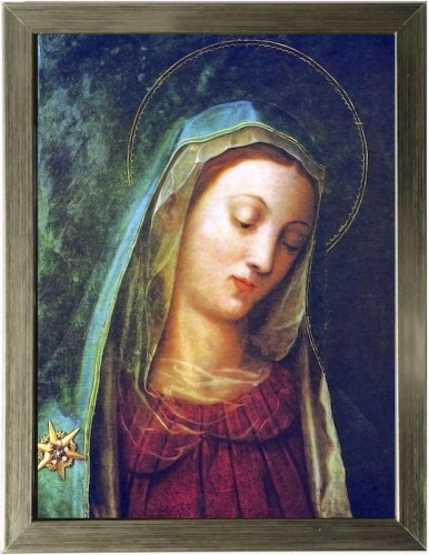 Obraz Matki Bożej z pochyloną głową (w ramce 24x18 cm)