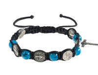 Dziesiątka różańca - bransoletka z medalami św. Benedykta (na sznurku)