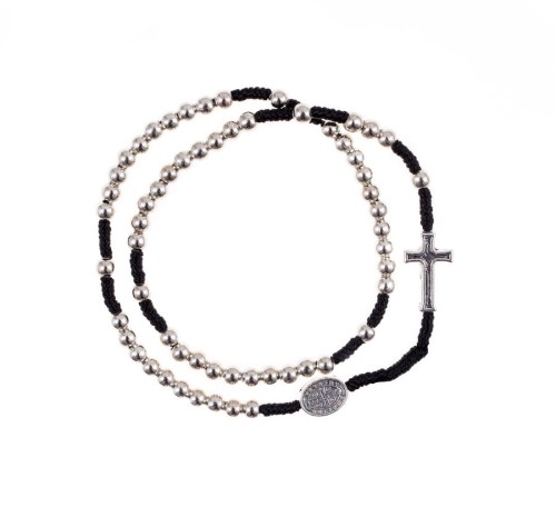 Różaniec na rękę z medalem św. Benedykta (srebrny lub złoty)