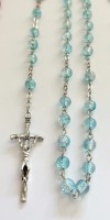 Pompejański różaniec z półprzeźroczystych szklanych kulek - turkusowy