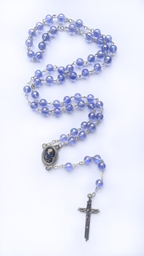 Pompejański różaniec ze szklanych paciorków - jasnofioletowy