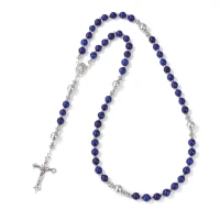 Różaniec pompejański z kamienia naturalnego (na sznurku jubilerskim) - NOWOŚĆ - LAPIS LAZULI
