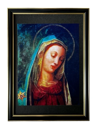 Obraz Matki Bożej z pochyloną głową (w ramce 32x23,5 cm)